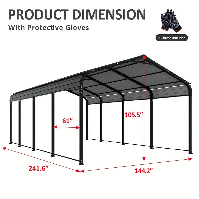 Black hardtop carport